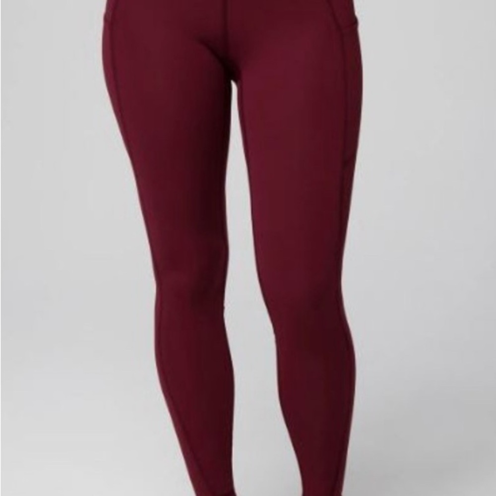 NWT- Fabletics PureLuxe HW Pocket Full length Leggings -MERLOT (27” inseam)